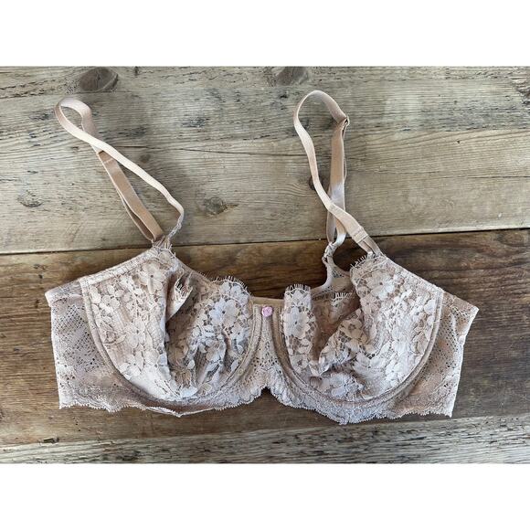 Victoria's Secret Praline Lace 38DDD Dream Angels Wicked Unlined Balconette - Picture 1 of 2
